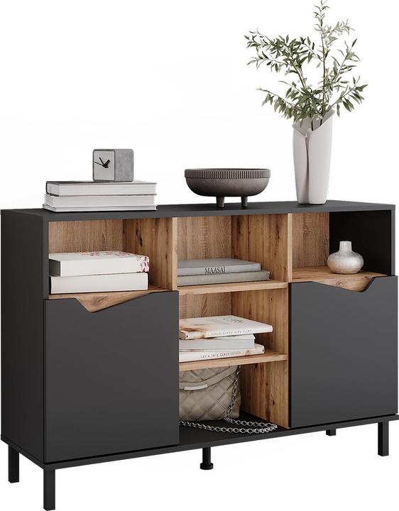 Image du produit Vicco Kommode Marelle, Anthrazit/Artisan, 120 x 81.3 cm mit 2 Türen (120 x 38 x 81.30 cm)