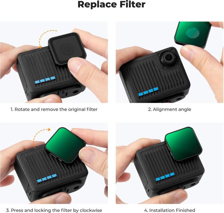 Actual product image K&F Concept CPL Filter, Anti-Scratch on One Side, with 3pcs Cleaning Cloth, For GOPRO Hero 4K