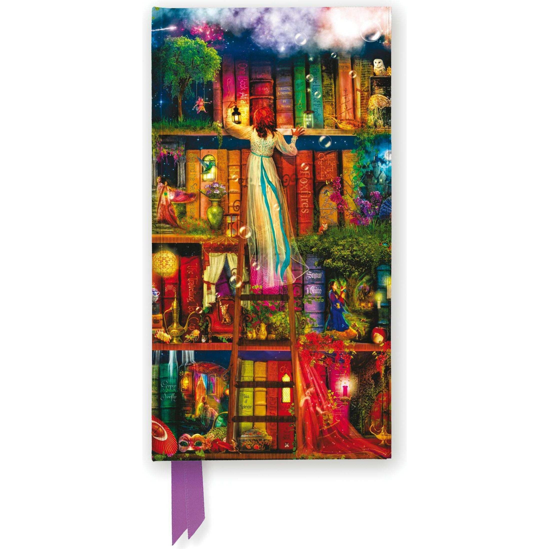 Browntrout Verlag, Heft + Block, Aimee Stewart: Treasure Hunt Bookshelves (Foiled Slimline Journal) (Liniert, Harter Ein...