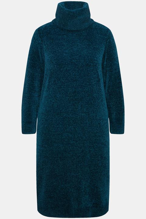Image du produit Ulla Popken Robe en maille chenille texturée, col roulé, manches longues (54)