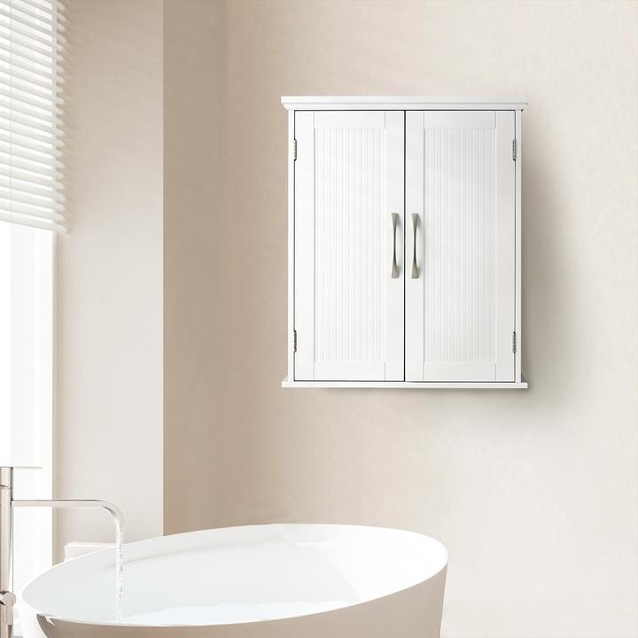 Image du produit Teamson Home Holz Badezimmer Wand Medizinschrank mit verstellbaren Regalen Wei EHF-F0007