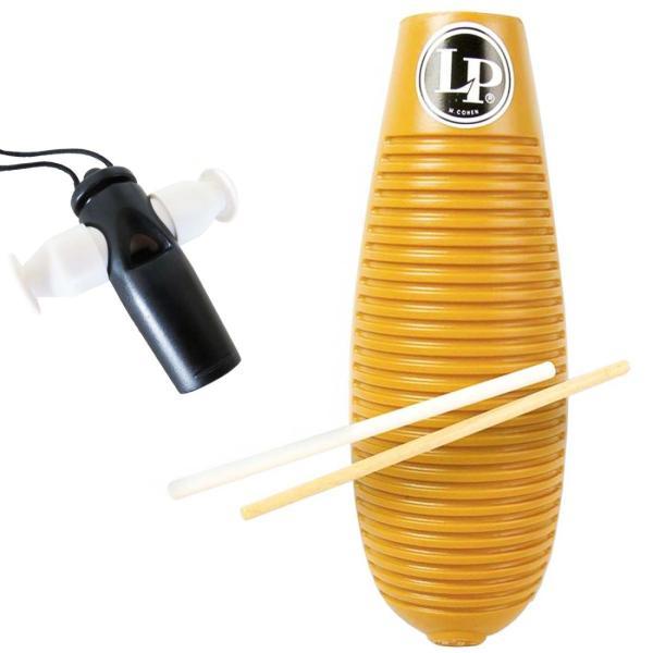Latin Percussion LP243 Super Guiro mit Samba-Pfeife, Perkussion, Schwarz