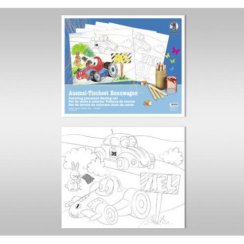 Thumbnail - Ursus, Tischset, Ausmaltischset Rennwagen (1 x, 33 x 40 cm)