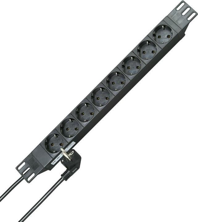Kopp Power strip 48,30cm (19") 8-weg zwart beschermcontact 930805014 (8x, CEE 7/3, 2 m)