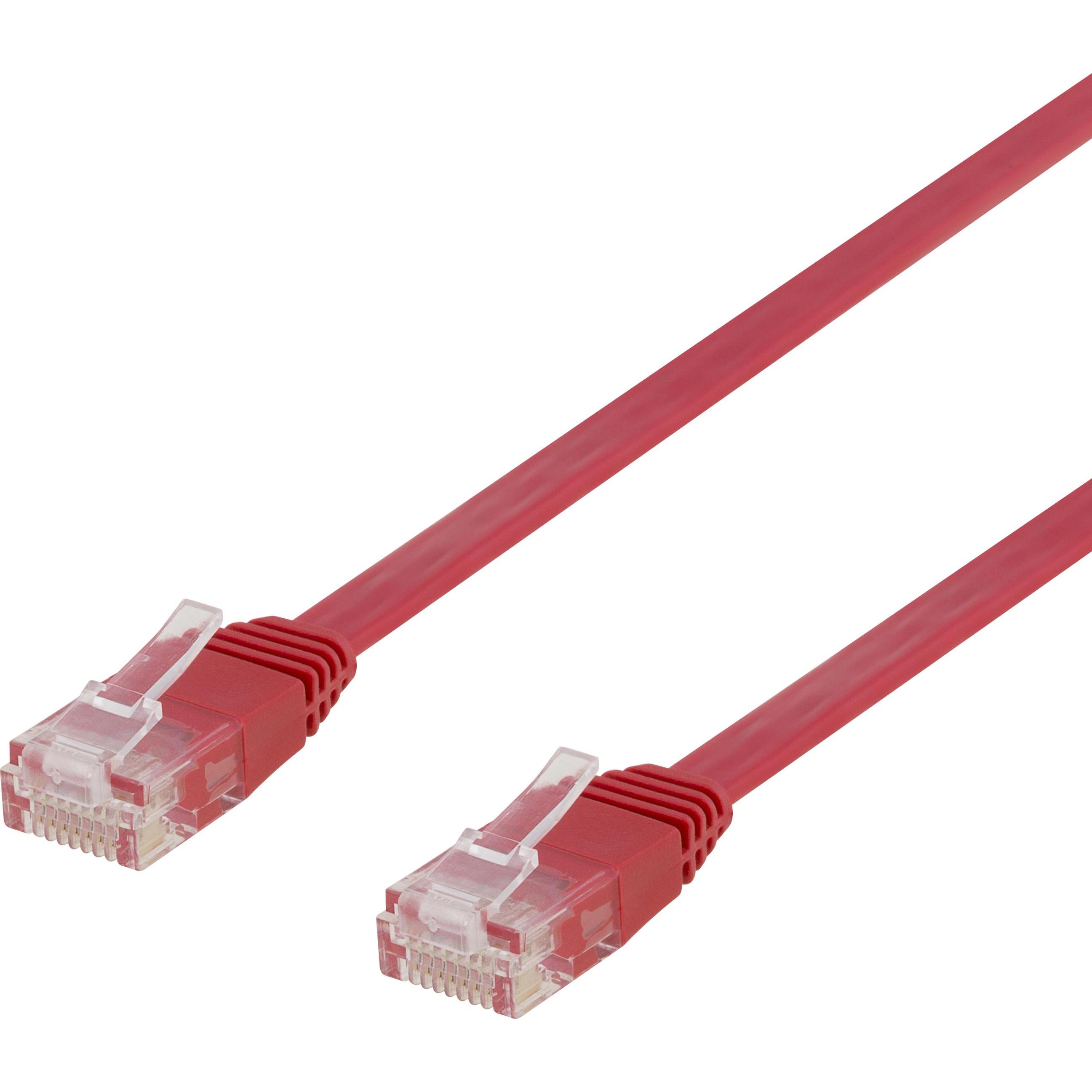 Deltaco U/UTP Cat6 patch cable flat 5m 250MHz red (U/UTP, CAT6, 5 m), Netzwerkkabel