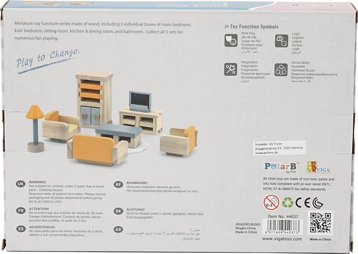 Actual product image Viga Toys Doll's House Furniture Set for the Living Room, VIGA PolarB