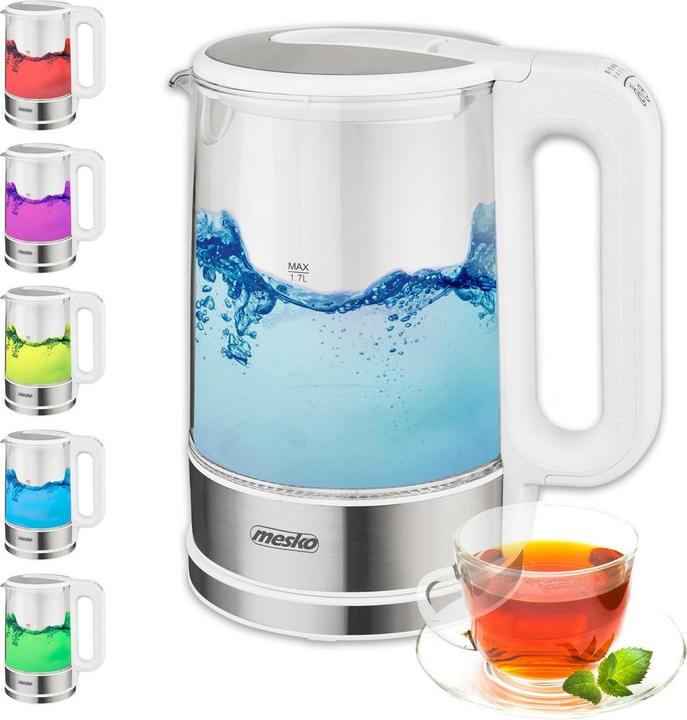 Produktbild Mesko MS 1301w Electric, 1850 W, 1.7 L, Glass / Stainless steel, 360 ° rotational base, White (1.70 l)