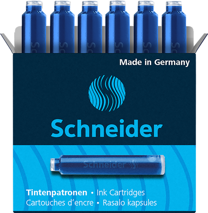 Actual product image Schneider Standard ink cartridges, suitable for and many others, royal blue, 6pcs. (Inkwell, Blue)