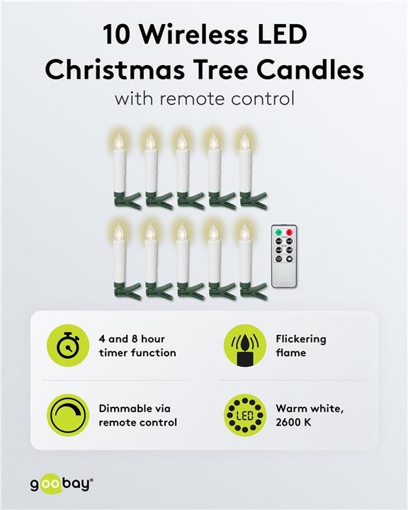 Actual product image Goobay 10 kabellose LED-Weihnachtsbaumkerzen (10x)