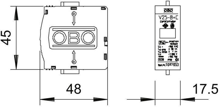 Produktbild OBO Bettermann Blitzstromableiter zwischen N gegen PE 5095603