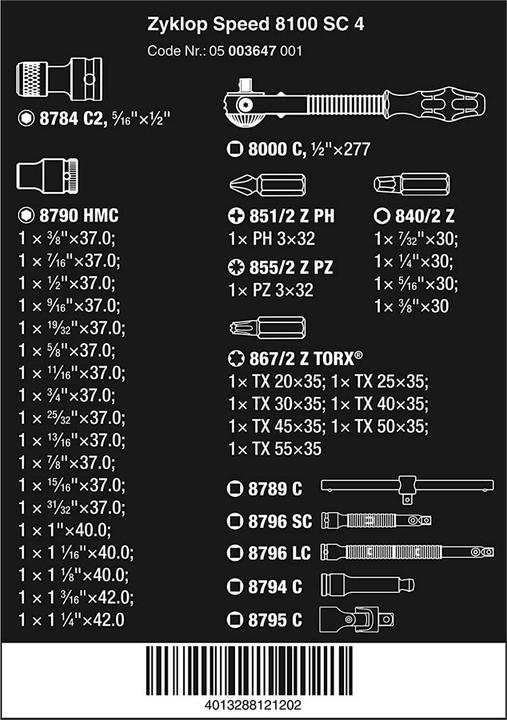 Produktbild Wera 8100 SC 4 Zyklop Speed-Knarrensatz (1/2")