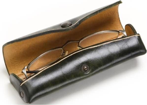 Immagine prodotto Mika Custodia per occhiali, piccola, in pelle, bottone a pressione, verde