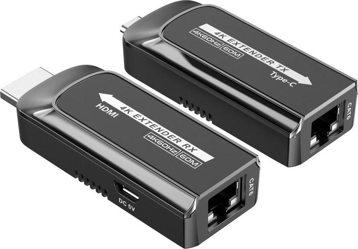 Produktbild PremiumCord USB-C na HDMI extender přes Cat5e/6/6a 4K@60Hz na 60m