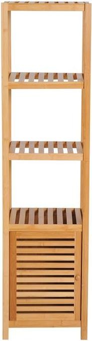 Actual product image Swisshandel24 Bathroom cabinet, 3 open compartments, bamboo, natural, 36 x 33 x 140 cm (36 x 33 x 140 cm)