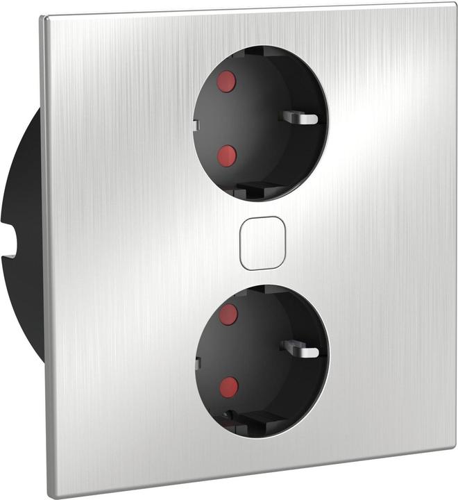 Produktbild HPF Einbausteckdose Duplex, 2 Stk. Schukosteckdosen, Edelstahl