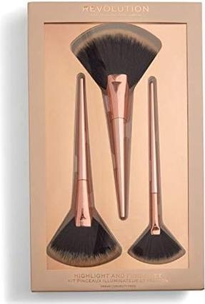 Image du produit Makeup Revolution Highlight & Finish Set -- 3-Teiliges Pinsel-Set (Set)