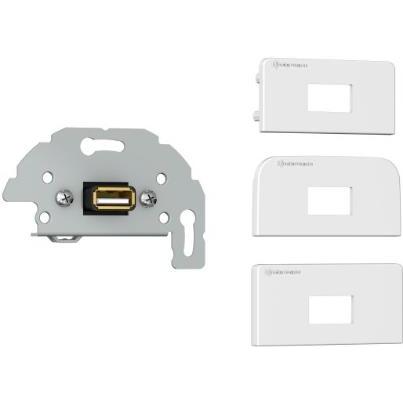 Thumbnail - Kindermann 7456-522 USB 2.0 (Typ A) Anschlussblende mit Kabelp., w/RAL 9010 (USB 2.0), USB Kabel