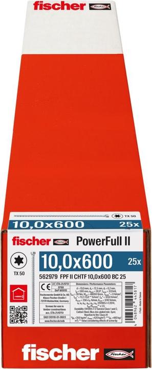 Produktbild Fischer PowerFull II 10,0x600 ZK TX VG blvz 25 (25 Schrauben pro Stück)