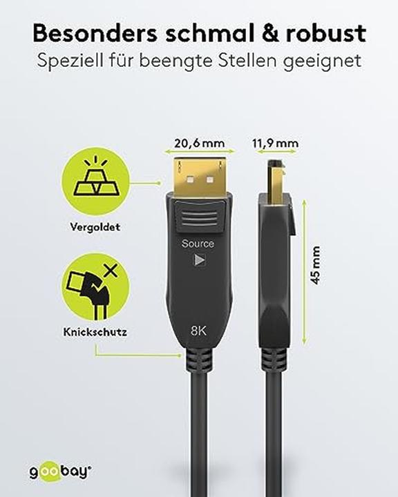 Actual product image Goobay Optical DisplayPort Hybrid Connecting Cable 1.4 (10 m)