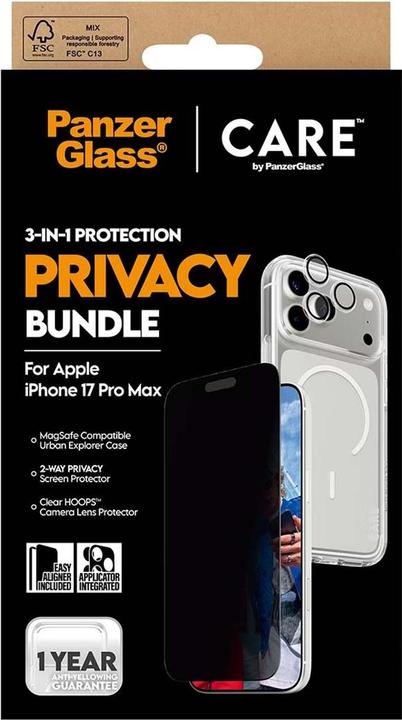 Produktbild PanzerGlass 3-in-1 Privacy Set (1 Stk., Apple iPhone 17 Pro Max)