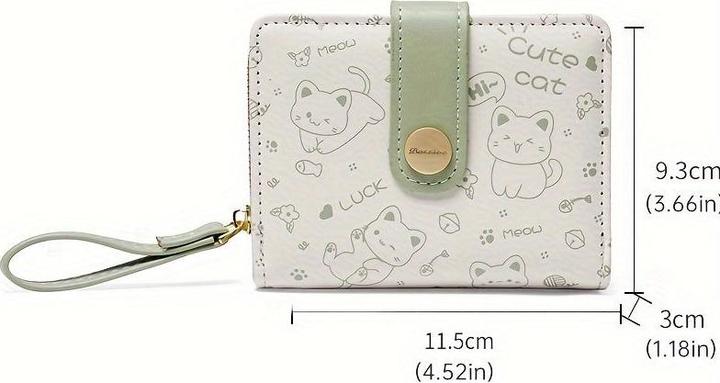 Only-Bags.Store Cat Pattern Short Wallet, Clutch Sweet Coin Purse, Mini Credit Card Purse