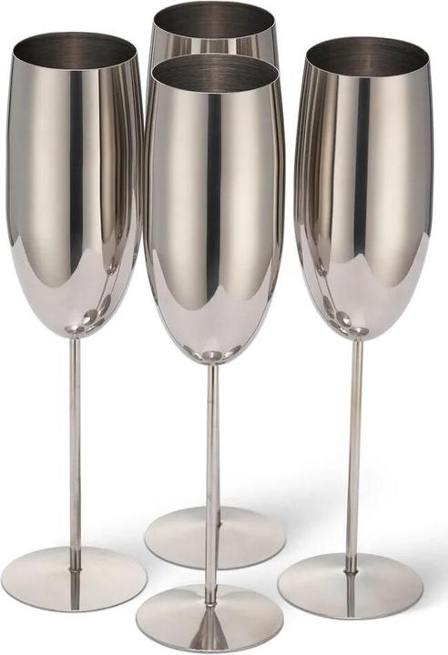 Produktbild Oak & Steel Edelstahl Sektgläser Silber 4er-Set (28.50 cl, 4 Gläser, Sektgläser)