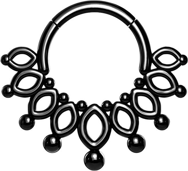 Produktbild Star Piercing Micro Segmentring klappbar schwarz Krone mit Kugeln (Chirurgenstahl 316L, ohne Messing)