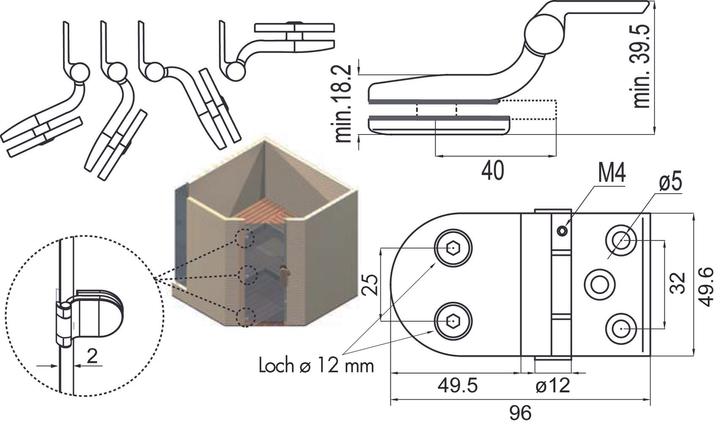 Productafbeelding OK-Line Saunadeur scharnieren