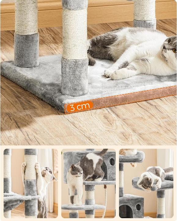 Actual product image Feandrea Cat tree with hammock (143 cm, Beige, Grey, Light grey)
