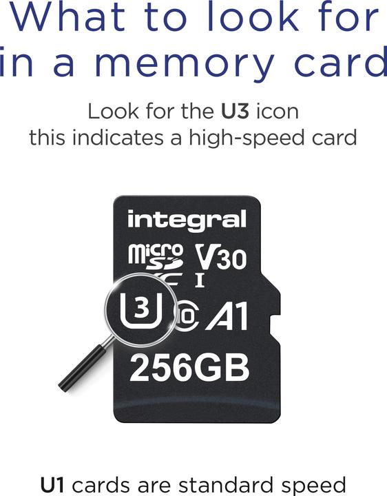Produktbild PREMIUM HIGH SPEED MICROSDHC/XC V30 UHS-I U3 MicroSD (256 GB, microSD, U3, UHS-I)