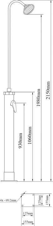 Actual product image Casa.Pro Solardusche Ampend 215 cm 9 L