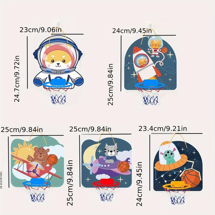 Actual product image Activity Board Mini basketball hoop set with space motif for children - wall and door mounting, including ball -