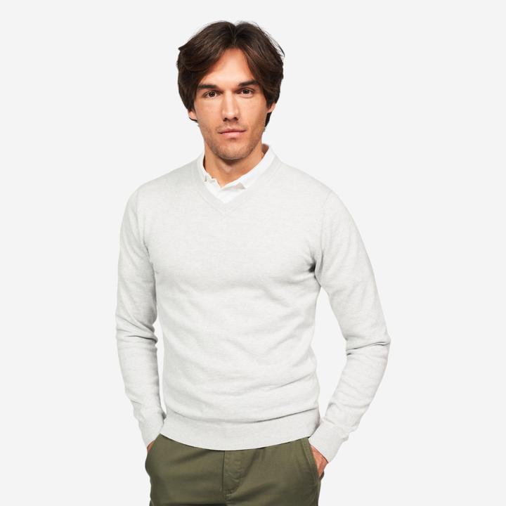 Inesis Herren Golf Pullover V-Ausschnitt Baumwolle - CW 100 grau