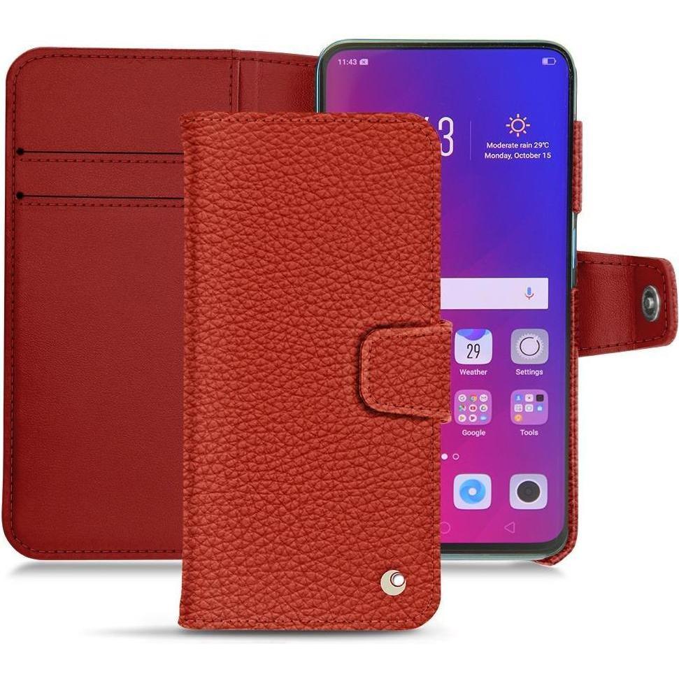 Noreve Lederschutzhülle Wallet (Oppo Find X), Smartphone Hülle, Orange