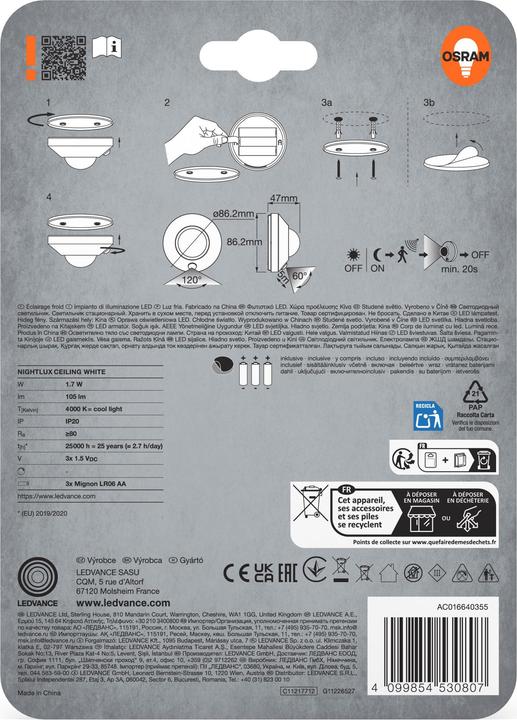 Immagine prodotto Osram NIGHTLUX® soffitto bianco