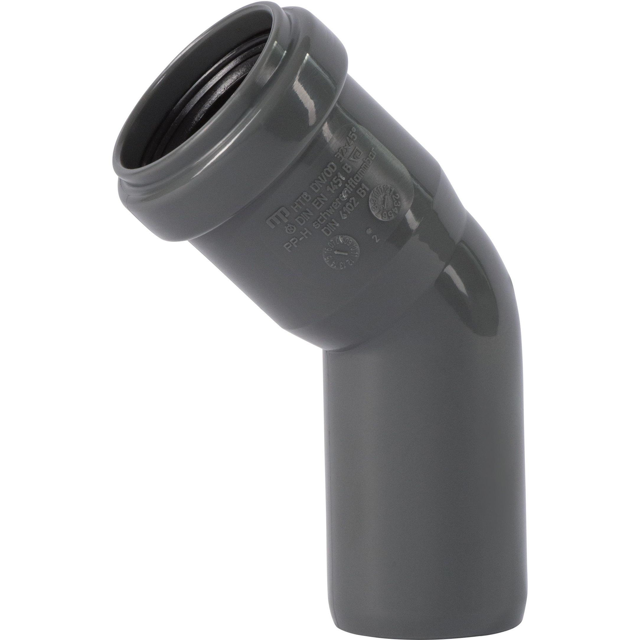 Csdk SL, Zubehör Sanitärinstallation, 32 mm x 45° Biegeablauf PP grau