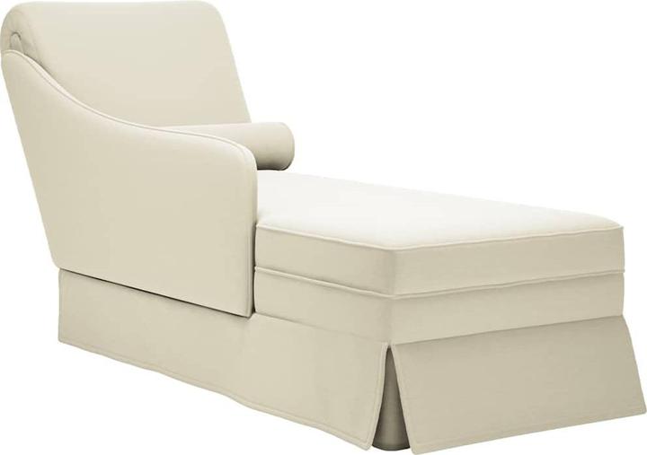 Actual product image vidaXL Chaise longue with bolster and right armrest cream velvet