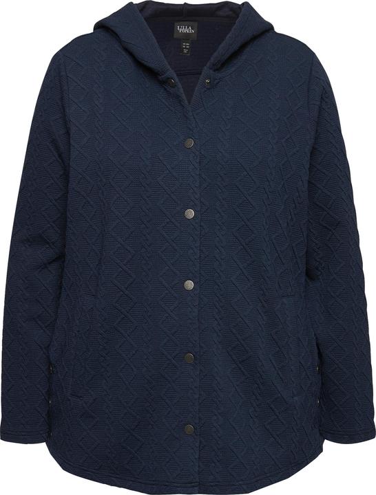 Image du produit Ulla Popken Veste à capuche, motif torsadé et boutons-pression. Dos plus long. (56)