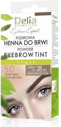 Delia Cosmetics Puder-Augenbrauenfarbe Hellbraun Natürliche Kräuter und Farbe 20 einfache Anwendungen 4 Wochen (Light Brown)