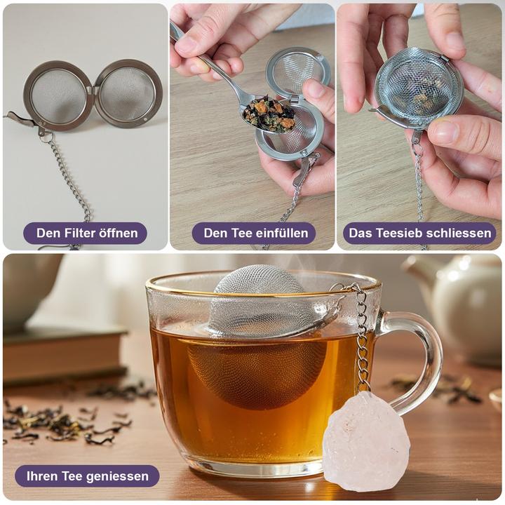 Actual product image Gewürzladen Näfels Teesieb mit Rosenquarz-Anhänger, Teeei, Teekugel, Gewürzsieb
