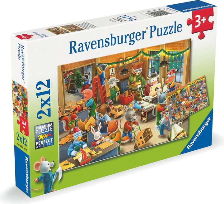 Produktbild Ravensburger Children's puzzle 2x12 Teile - Weihnachtswerkstatt (24 Teile)