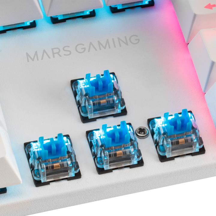 Produktbild Mars Gaming MK422 White RGB Gaming Keyboard Red Mechanical Switch US Language (US, Kabelgebunden)