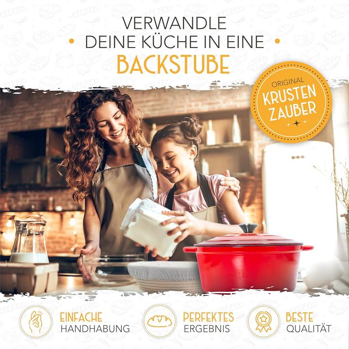 Produktbild Krustenzauber Gusseisen-Topf mit Gärkorb (Bräter + Schmortopf)