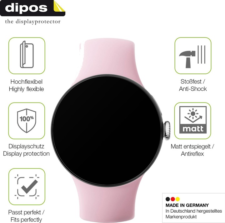 Produktbild Dipos Full Cover Schutzfolie Matt für Google Pixel Watch 3 45mm