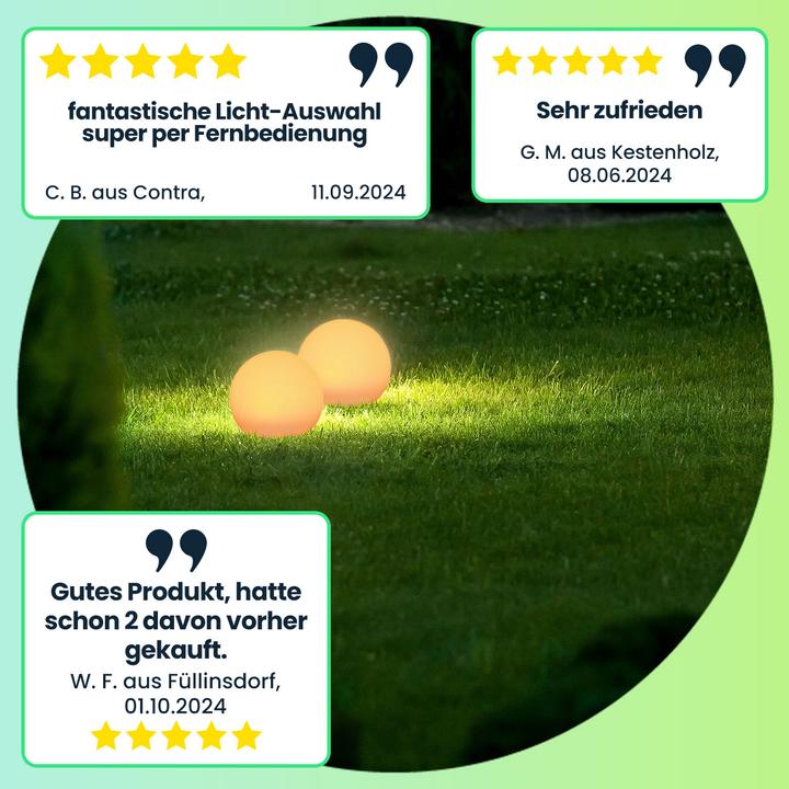 Actual product image Casativo LED illuminated globe with remote control, solar-powered, RGBW, 60 Lu, IP67, 20 cm (60 lm, IP67)