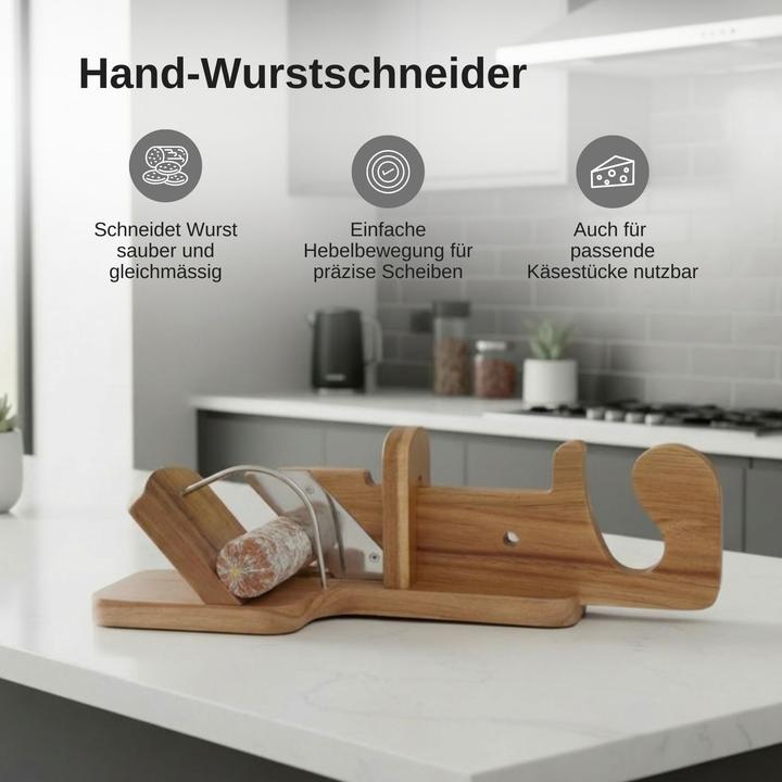Produktbild Hermex Hand-Wurstschneider aus Holz Wursthobel Slicer für Wurst Salamihobel