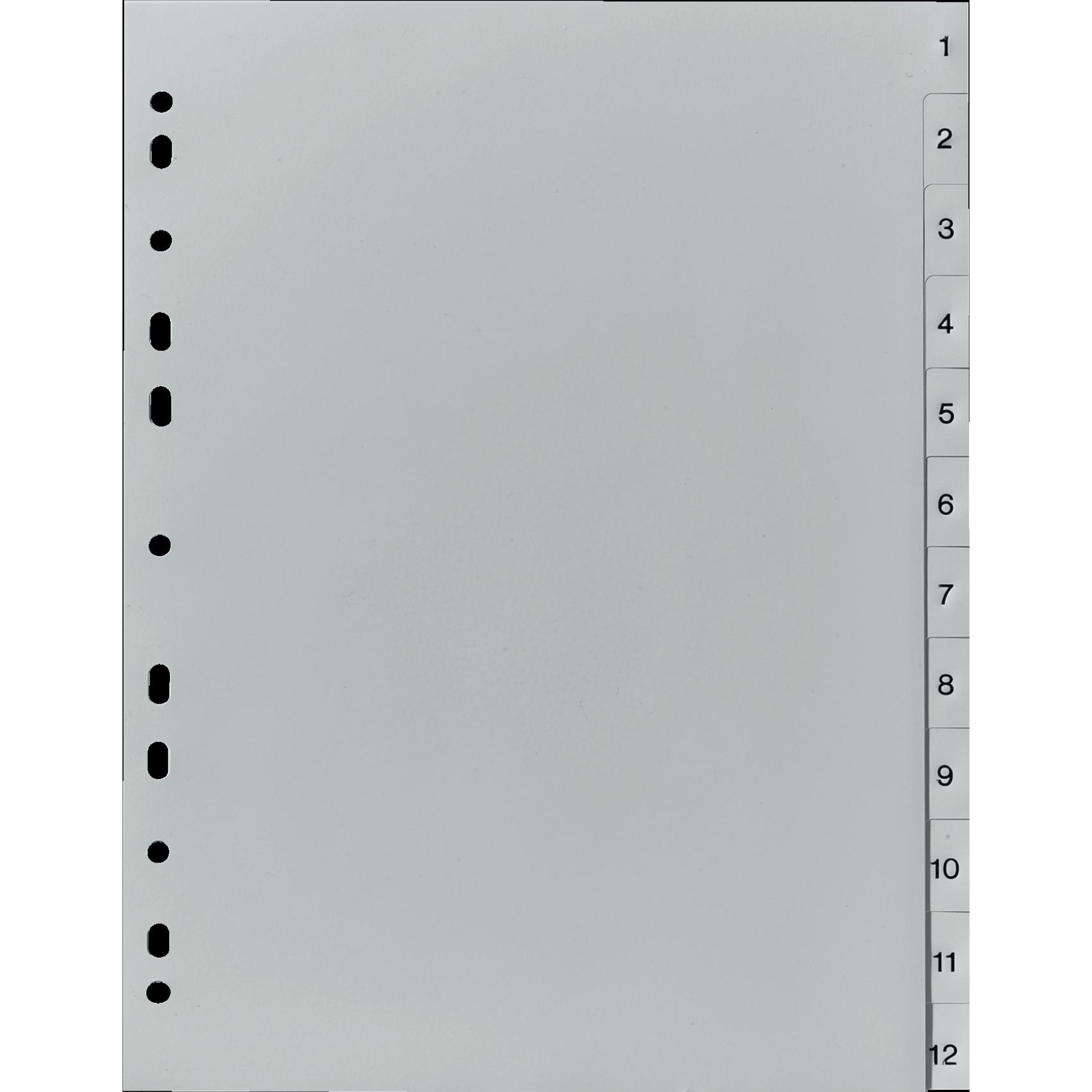 Herlitz, Ordner Zubehör, 10843407 Tab-Register Numerischer Registerindex Polypropylen (PP) Grau
