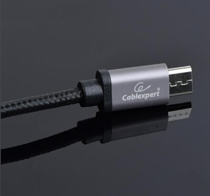 Produktbild Gembird ! Baumwolle geflochtenes Micro-USB-Kabel / 1,8 m / schwarz (1.80 m, USB 2.0)