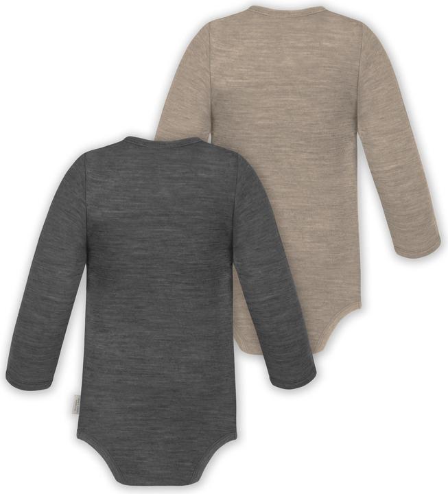 Produktbild Normani 2er Set Unisex Baby Wickelbody Langarm-Strampler Einteiler aus Merinowolle - 9351 (62)
