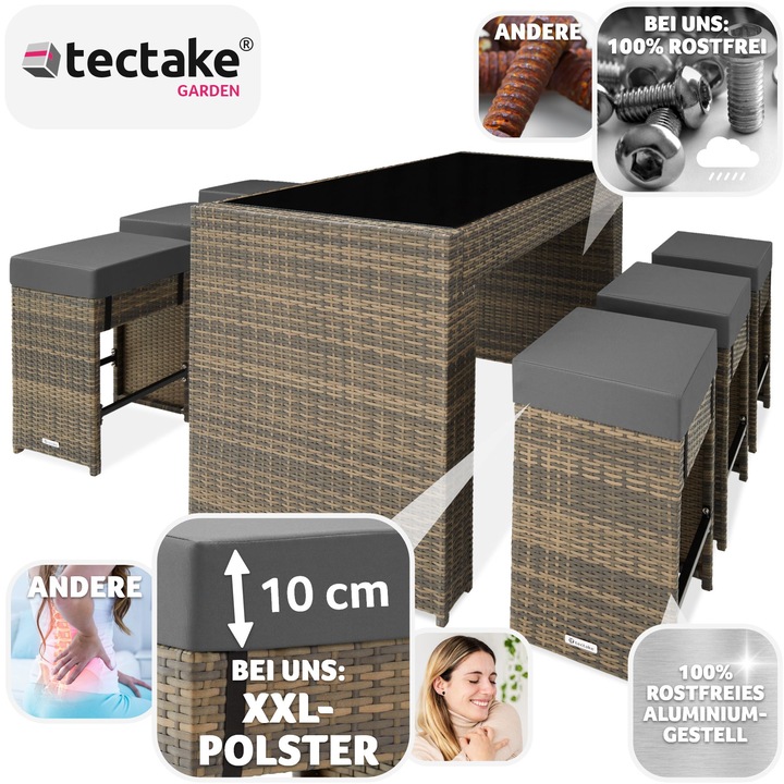 Immagine prodotto tectake set da bar in rattan Ibiza